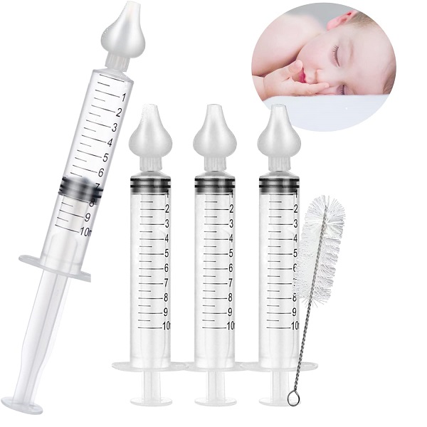 Wholesale OEM Baby Nose Syringe - Set of 4 baby fly syringes+1 manual baby fly cleaning brush provided - Soft baby fly tip for painless nose cleaning